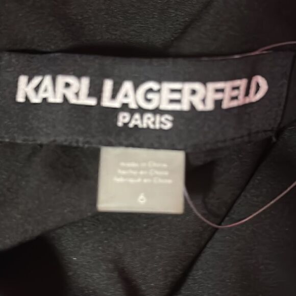 Karl Lagerfeld Black Sheath Open Sleeve Pearl Detail Dress - Picture 10 of 11